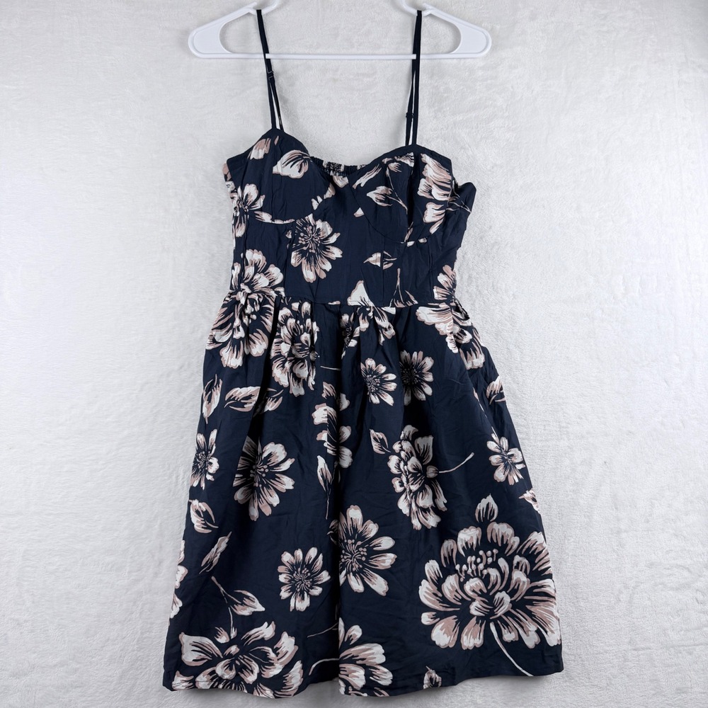 Band of Gypsies Floral Mini Dress Navy Blue Bustier Style Size L